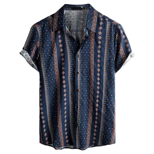 Mäns Casual Button-Up Skjorta Med 3D Tryck 0