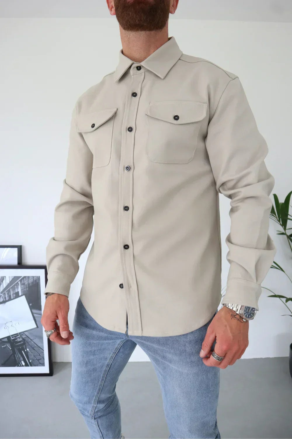 Mäns Casual Overshirt Modern Passform 8