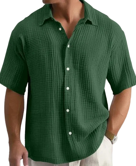 Mäns Casual Skjorta med Våffelstruktur 0