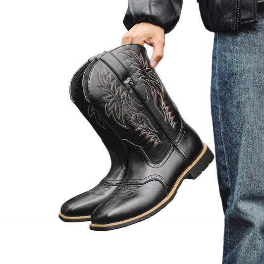 Mäns Cowboystövlar Västerländsk Stil Spetsig Tå 0
