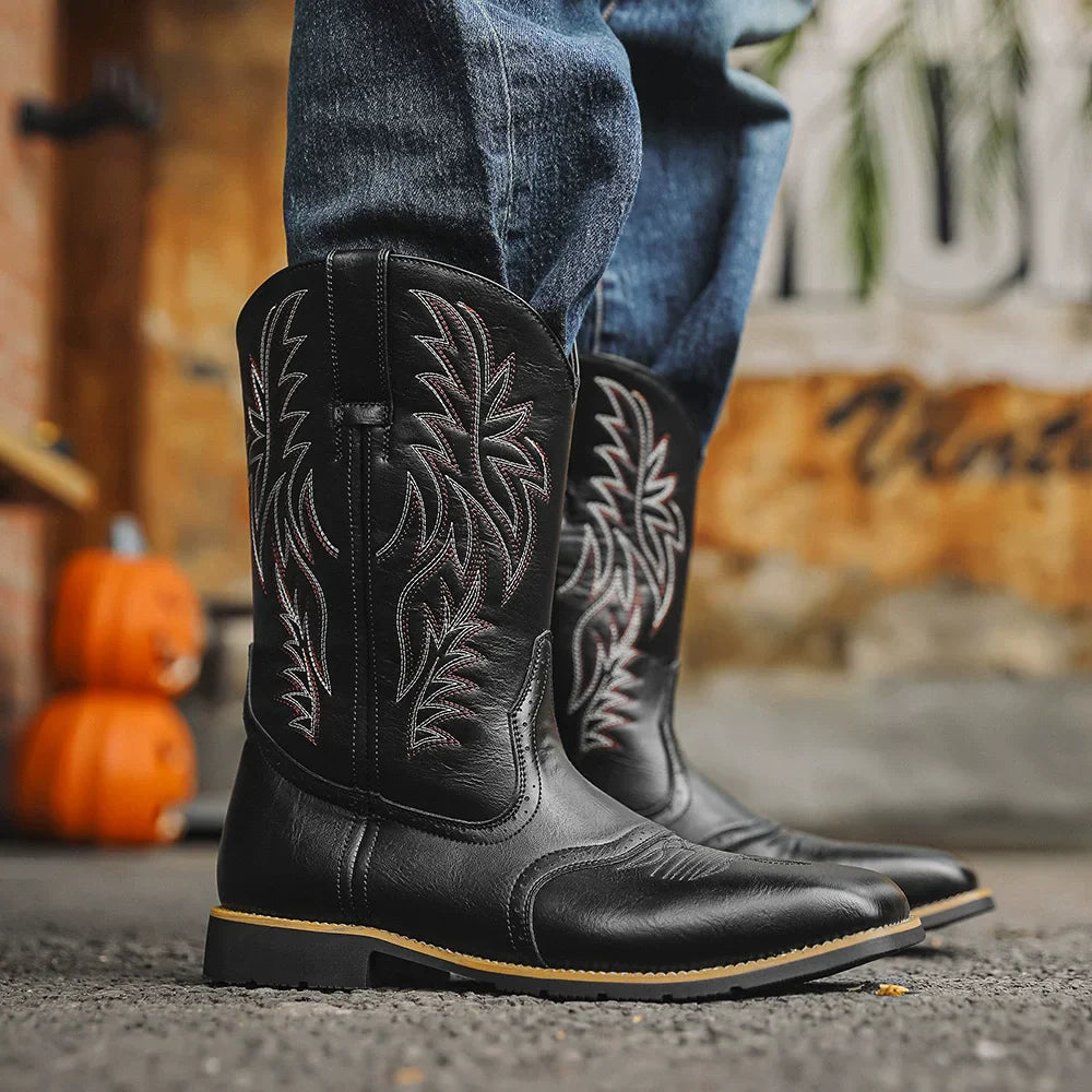 Mäns Cowboystövlar Västerländsk Stil Spetsig Tå 1
