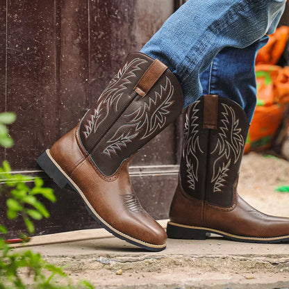 Mäns Cowboystövlar Västerländsk Stil Spetsig Tå 4