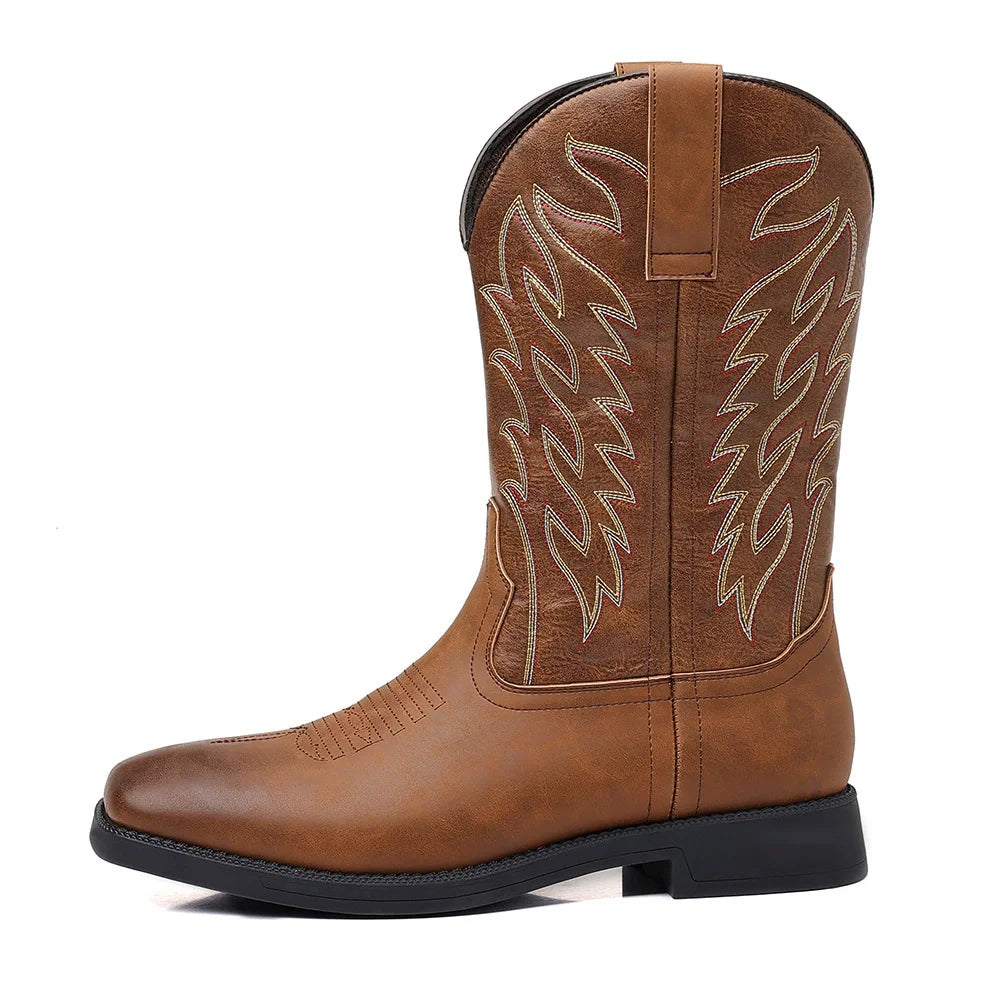 Mäns Cowboystövlar Västerländsk Stil Spetsig Tå 6