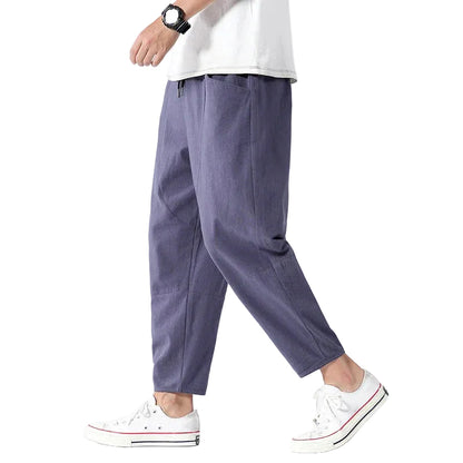 Mäns Cropped Pants med Justerbar Midja 0