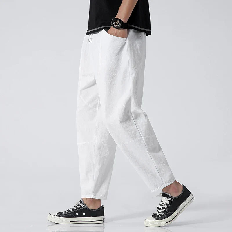 Mäns Cropped Pants med Justerbar Midja 3