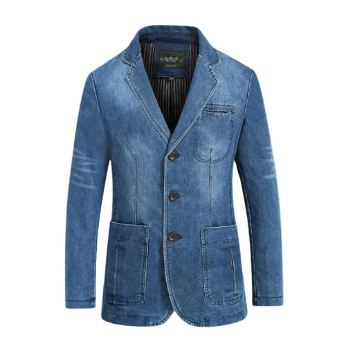 Mäns Denim Blazer Trendig och Formell 0