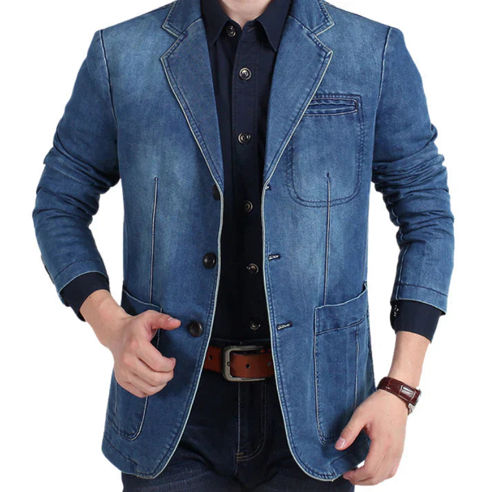 Mäns Denim Blazer Trendig och Formell 2