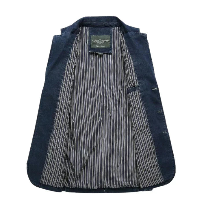 Mäns Denim Blazer Trendig och Formell 3