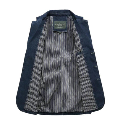 Mäns Denim Blazer Trendig och Formell 3