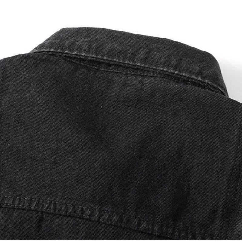Mäns Denimjacka Med Delad Panel Avslappnad Stil 2