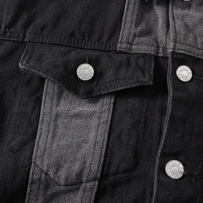 Mäns Denimjacka Med Delad Panel Avslappnad Stil 4