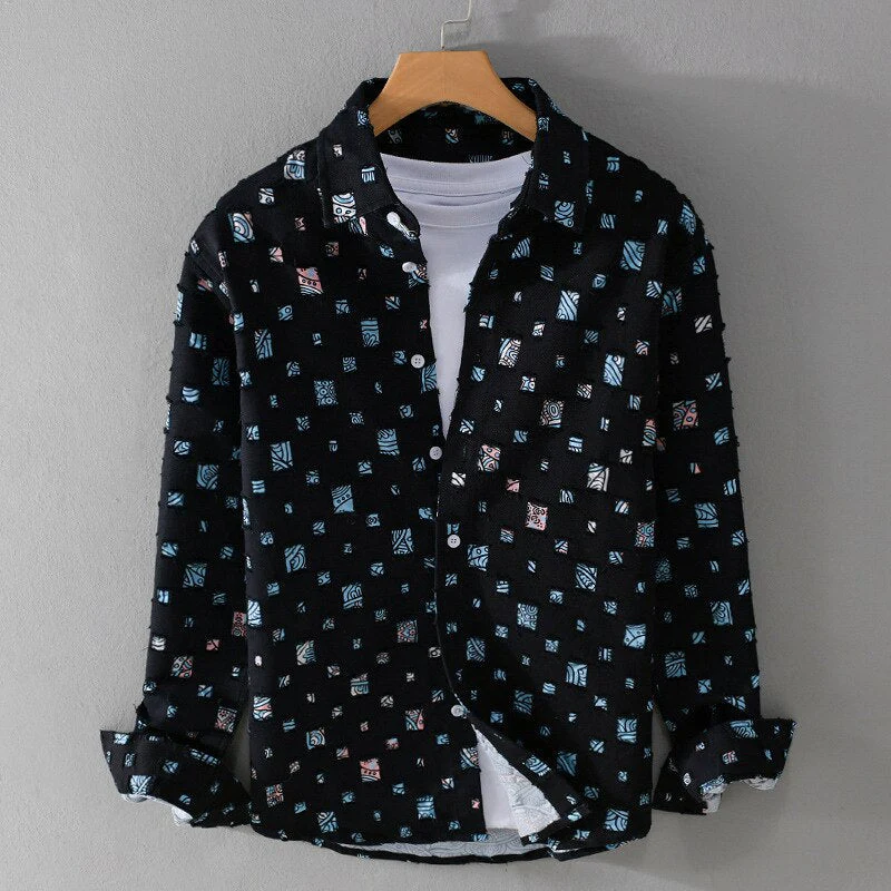 Mäns Denimskjorta Mångsidig Stil Med Slitna Detaljer 1