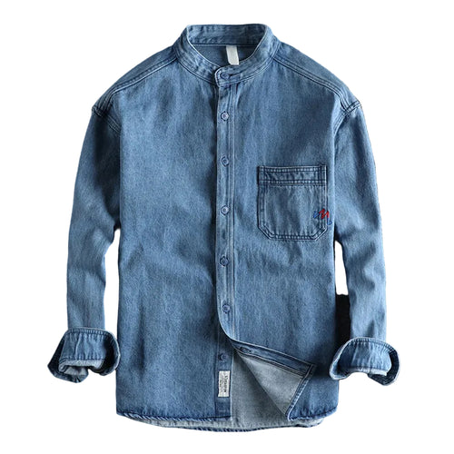Mäns Denimskjorta med Lång Ärmar 0