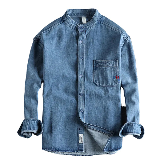 Mäns Denimskjorta med Lång Ärmar 0