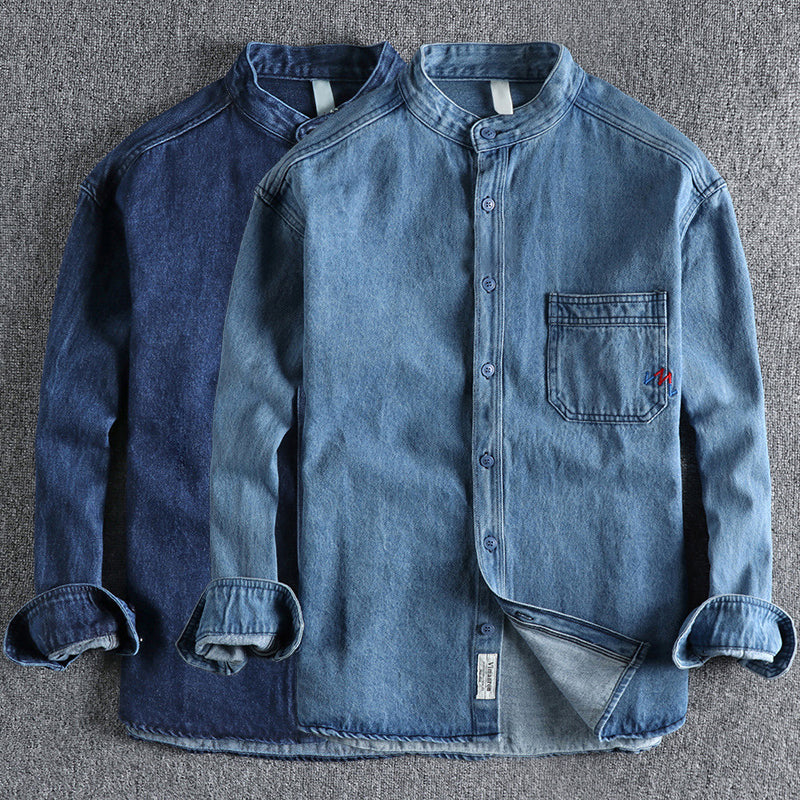 Mäns Denimskjorta med Lång Ärmar 2