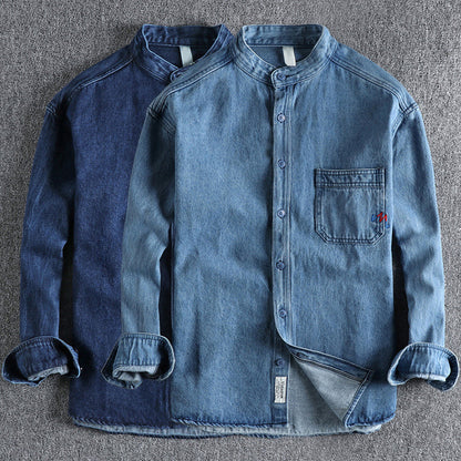 Mäns Denimskjorta med Lång Ärmar 2