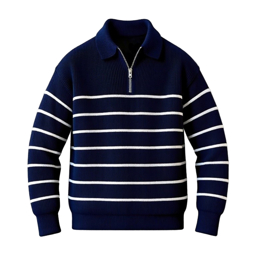 Mäns Halvzip Jumper Nautisk Stil 0