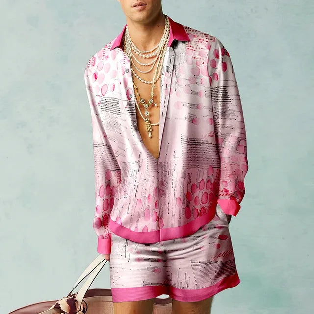 Mäns Hawaii Set Kortärmad Skjorta och Shorts Casual 7