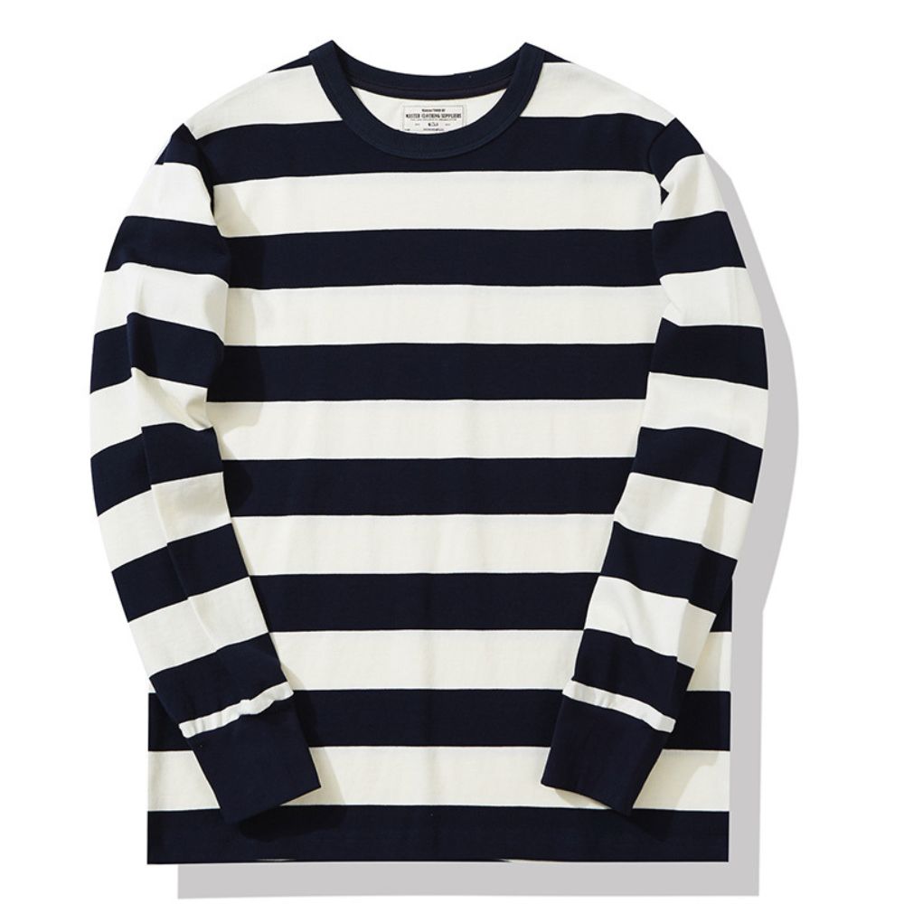 Mäns Hemsweater med Randig Design 1