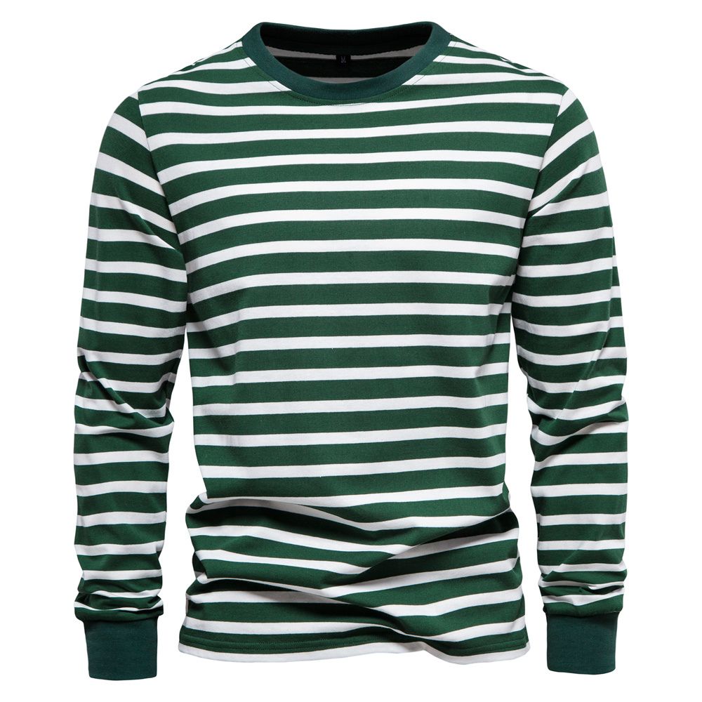 Mäns Hemsweater med Randig Design 6