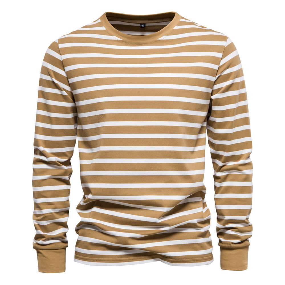 Mäns Hemsweater med Randig Design 7