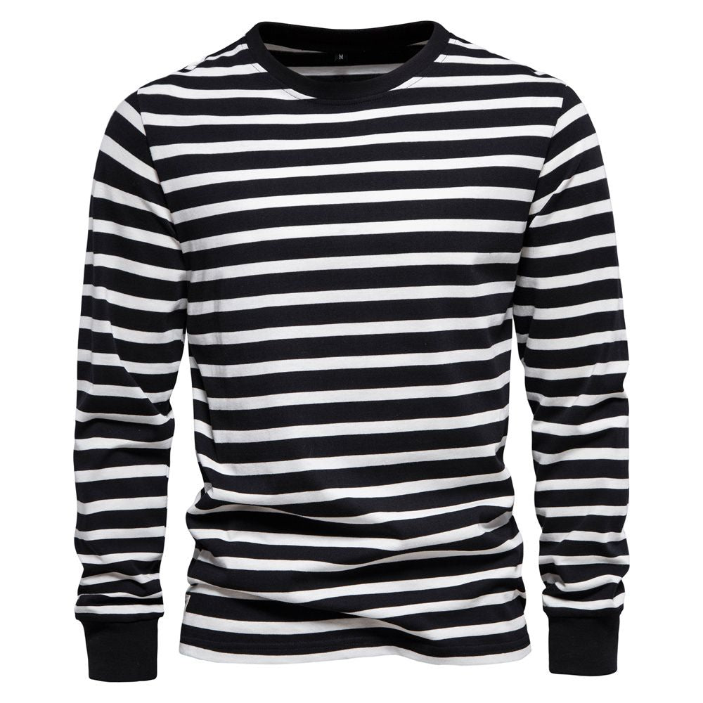 Mäns Hemsweater med Randig Design 8