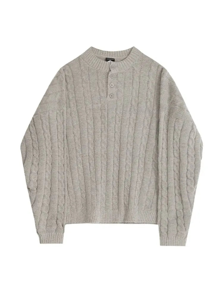 Mäns Henley Pullover Klassisk Stil 2