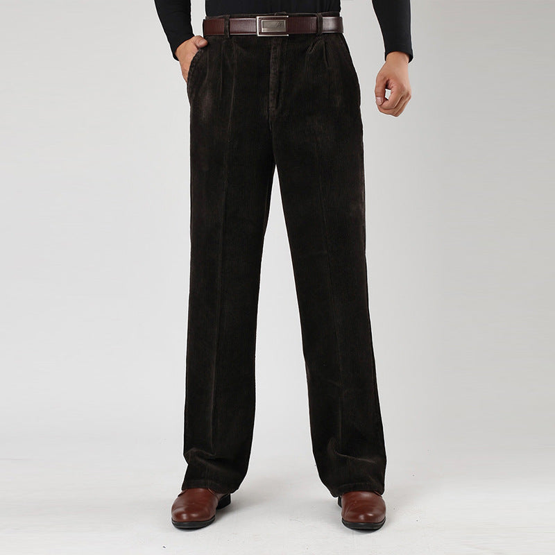Mäns Hög Midja Plisserade Byxor Casual Stil 1