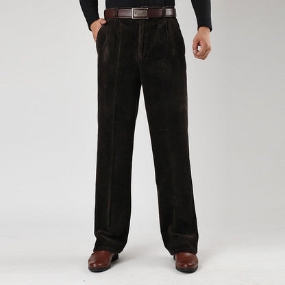 Mäns Hög Midja Plisserade Byxor Casual Stil 1
