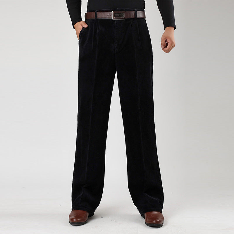 Mäns Hög Midja Plisserade Byxor Casual Stil 2