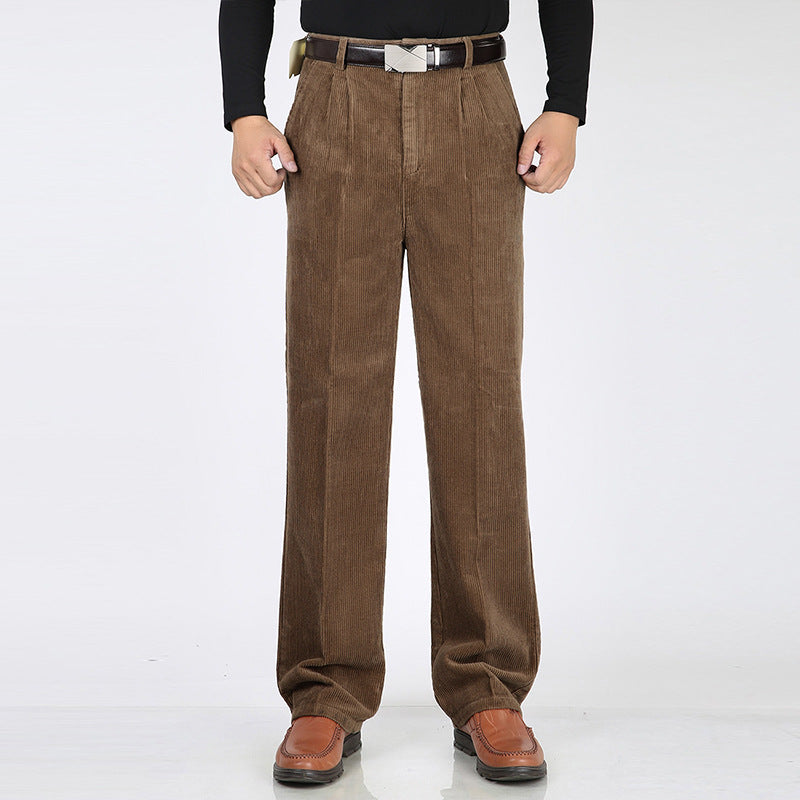 Mäns Hög Midja Plisserade Byxor Casual Stil 3