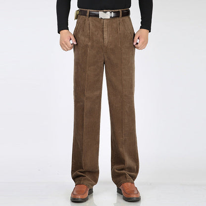 Mäns Hög Midja Plisserade Byxor Casual Stil 3