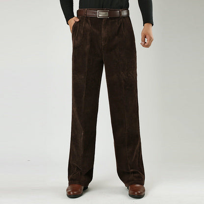 Mäns Hög Midja Plisserade Byxor Casual Stil 4