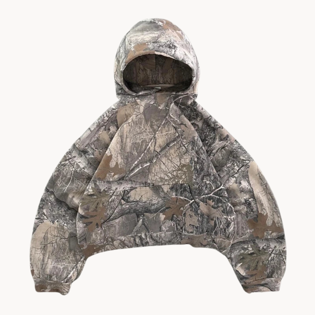 Mäns Hoodie Kamouflage Rymlig Passform 0