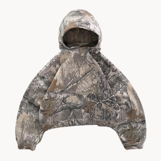 Mäns Hoodie Kamouflage Rymlig Passform 0