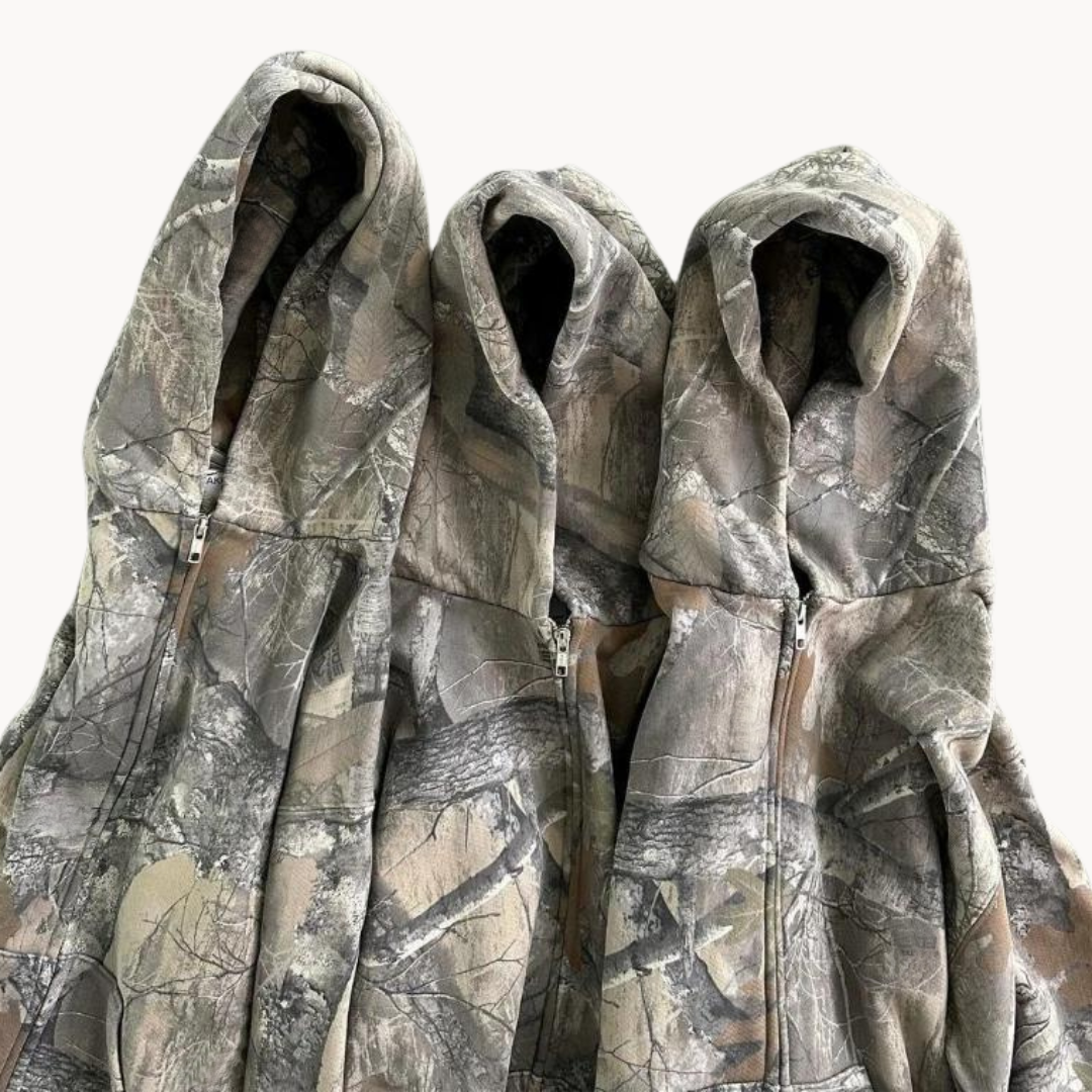 Mäns Hoodie Kamouflage Rymlig Passform 2