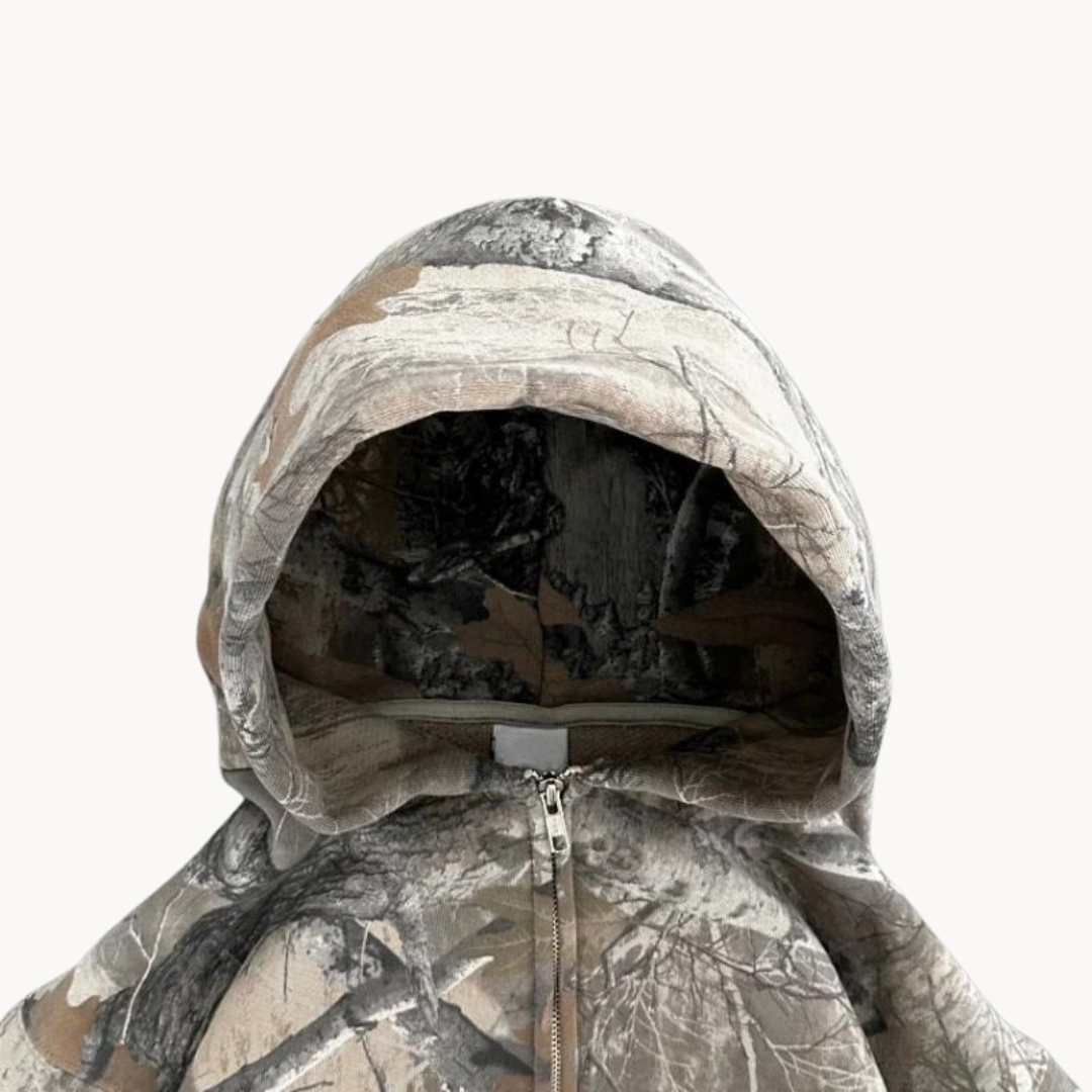 Mäns Hoodie Kamouflage Rymlig Passform 3