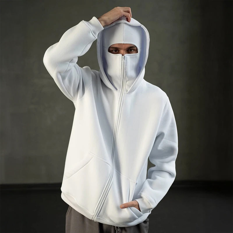 Mäns Huvtröja med Balaclava och Dragkedja 1