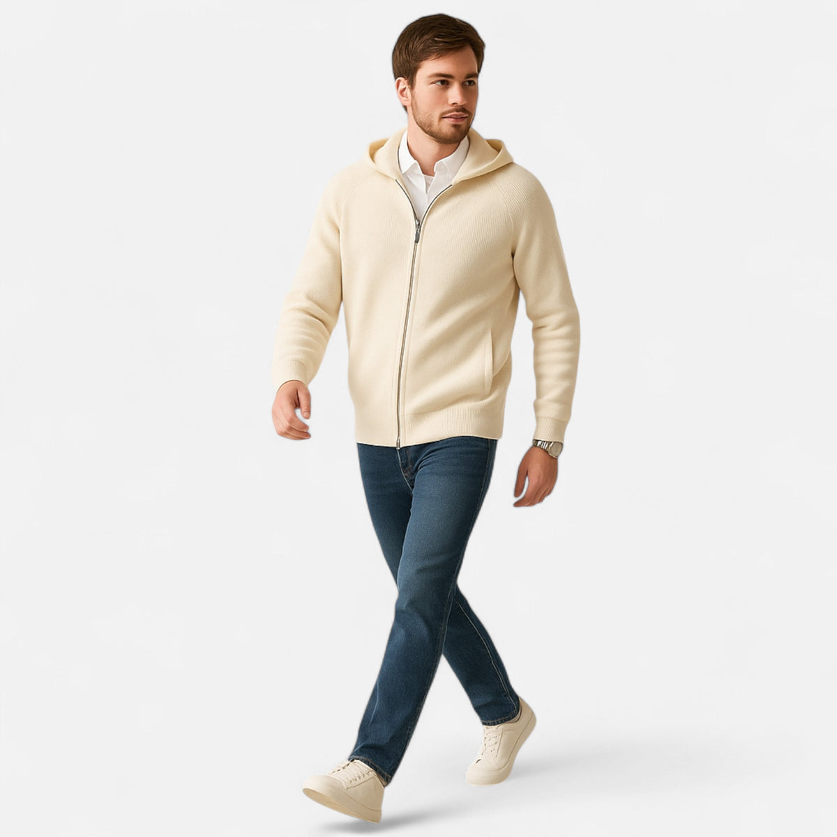 Mäns Huvtröja med Dragkedja Modern Stil 1