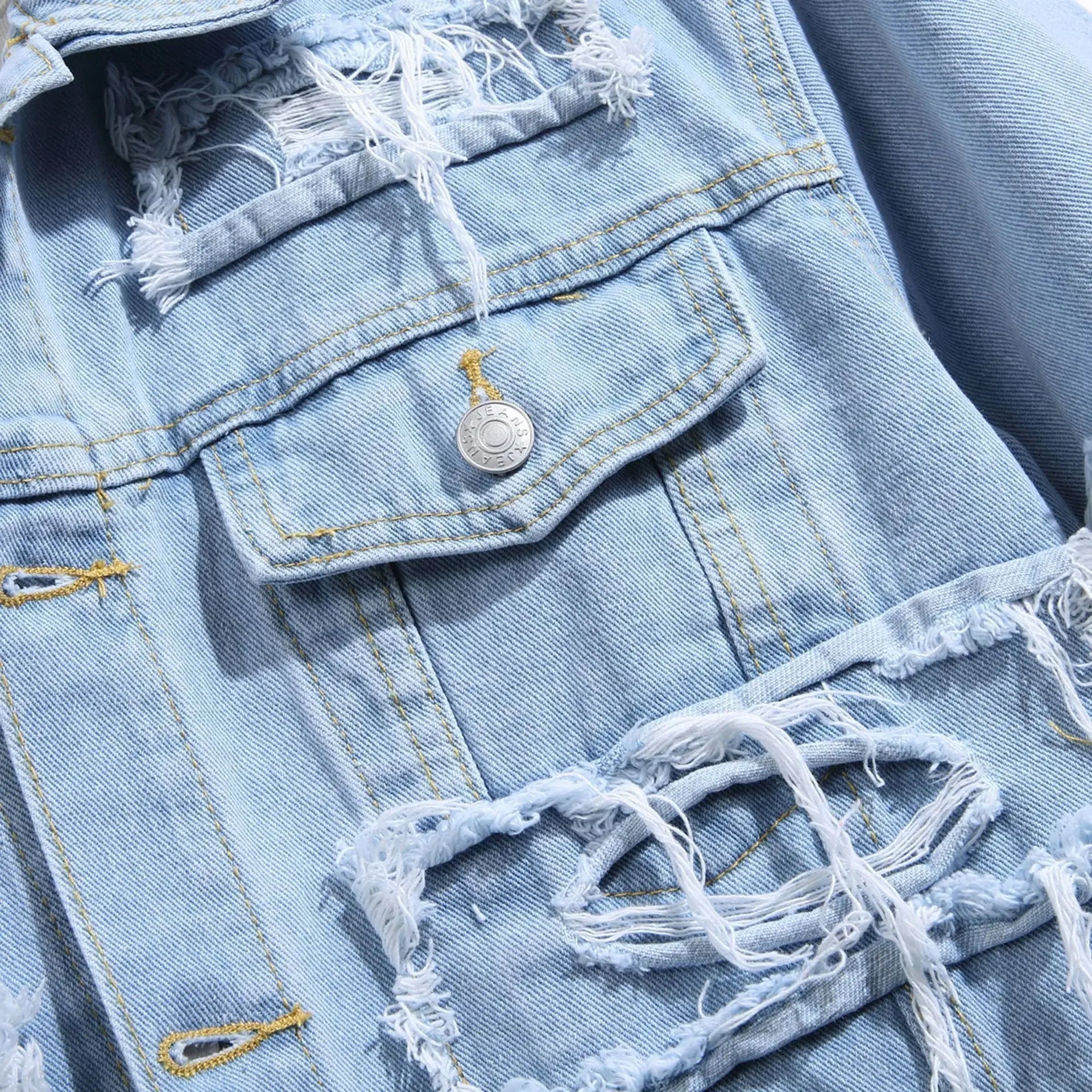 Mäns Jeansjacka Robust Stil 4