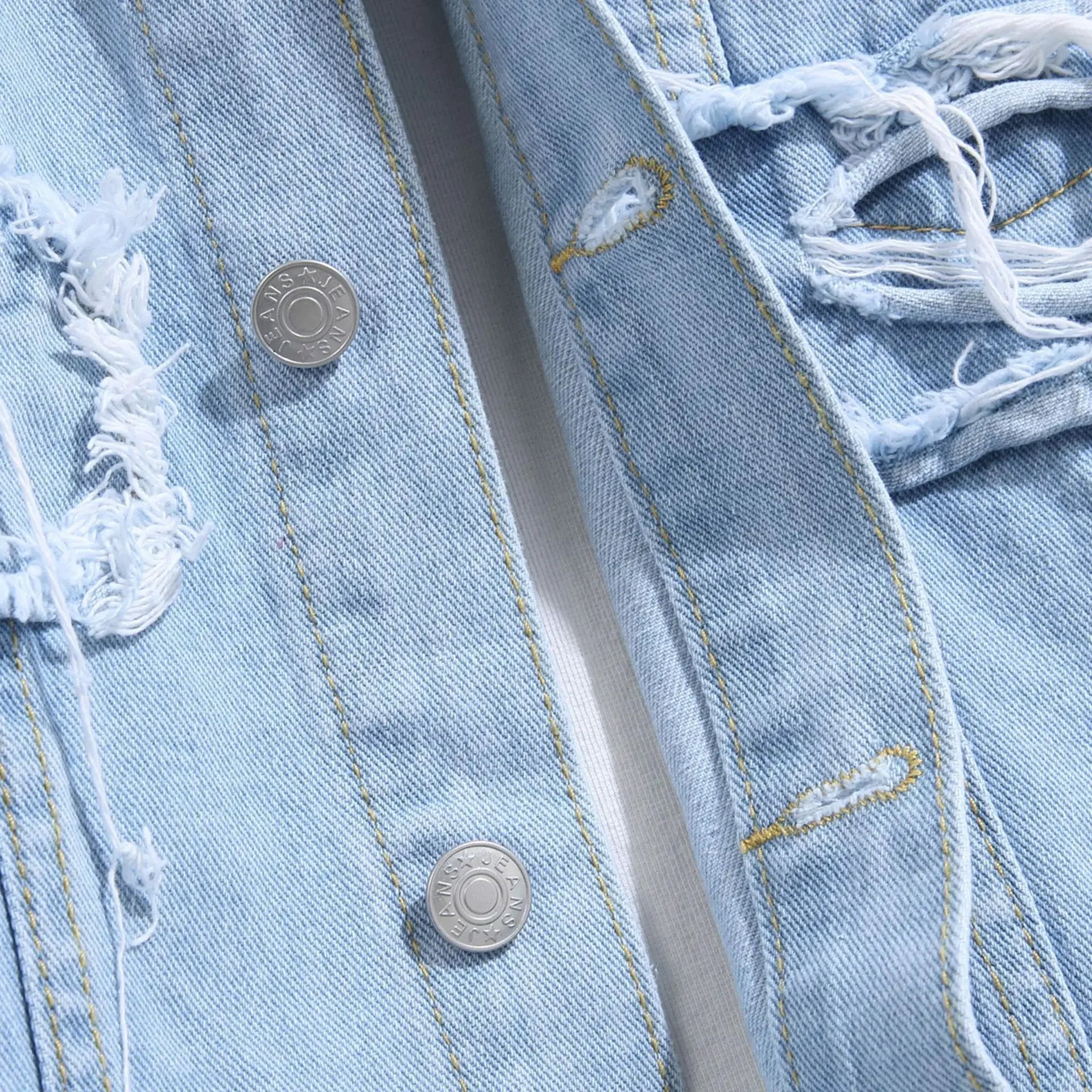 Mäns Jeansjacka Robust Stil 5