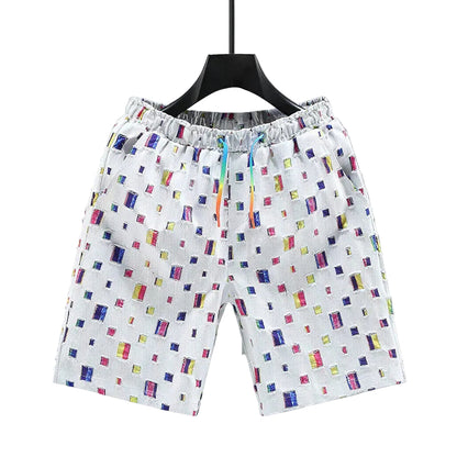 Mäns Jeansshorts Färgglada Slitna 0