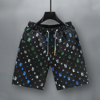 Mäns Jeansshorts Färgglada Slitna 2