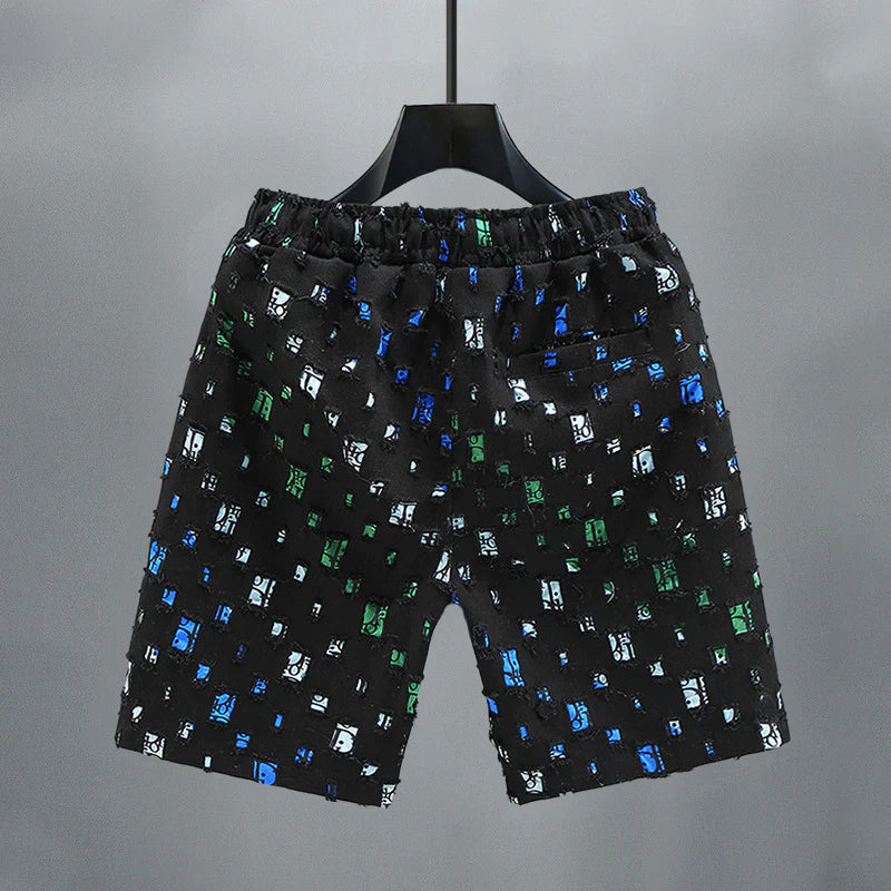 Mäns Jeansshorts Färgglada Slitna 3