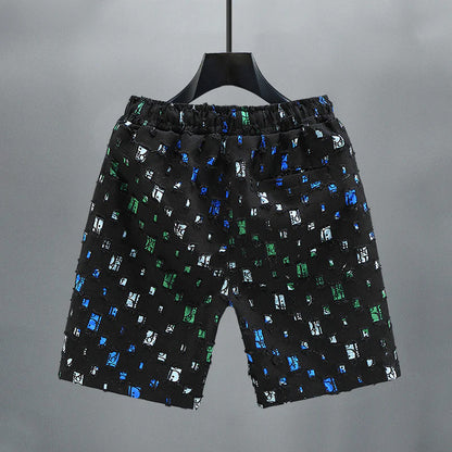 Mäns Jeansshorts Färgglada Slitna 3