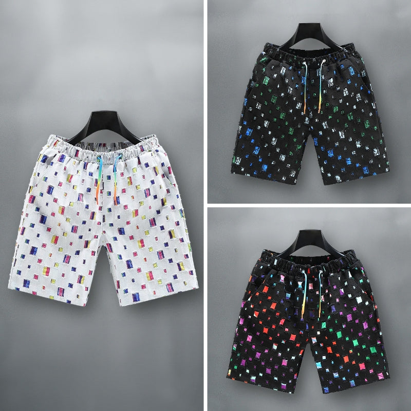 Mäns Jeansshorts Färgglada Slitna 4