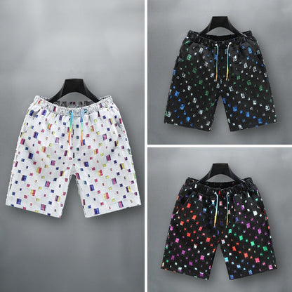 Mäns Jeansshorts Färgglada Slitna 4