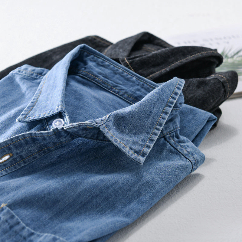 Mäns Jeansskjorta Klassisk Stil Långärmad 3