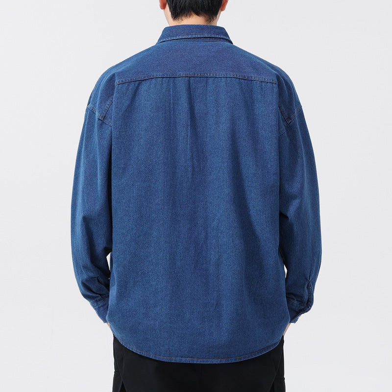 Mäns Jeansskjorta Överdimensionerad Stil 2