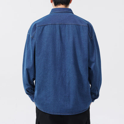 Mäns Jeansskjorta Överdimensionerad Stil 2